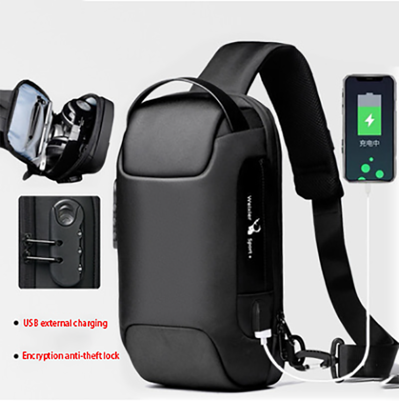 Waterproof USB Anti-theft Bag Men Oxford Crossbody Shoulder Bag Sling Multifunction Short Travel Messenger Chest Pack